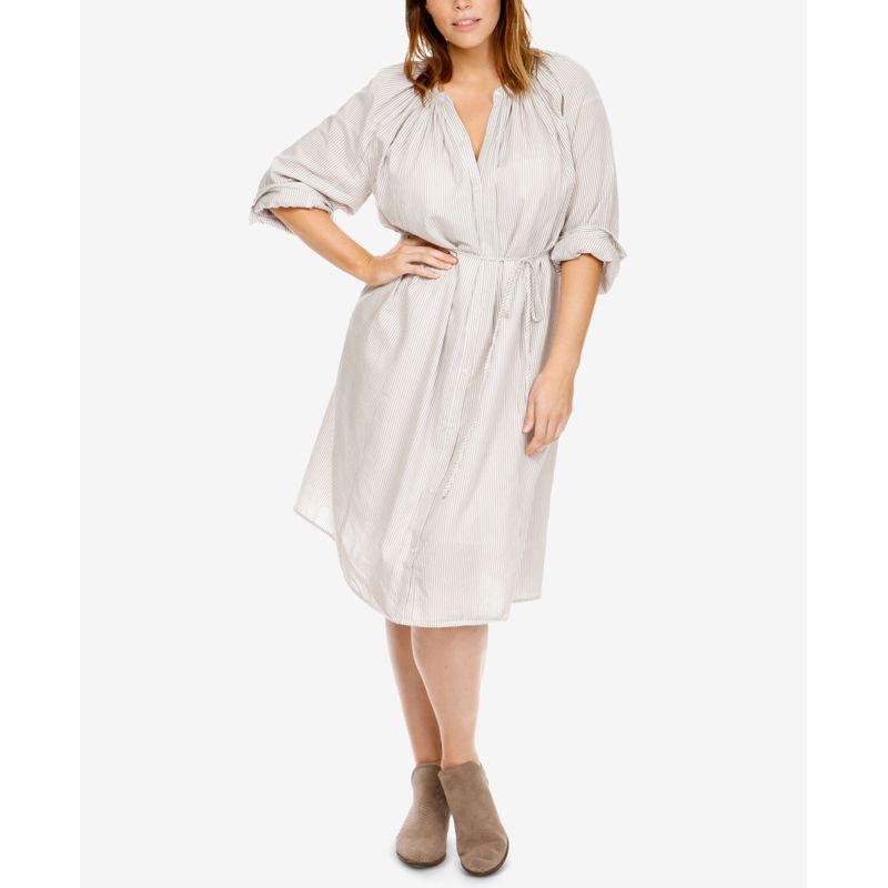 Lucky Brand Plus Size Cotton Striped Shirt Dress